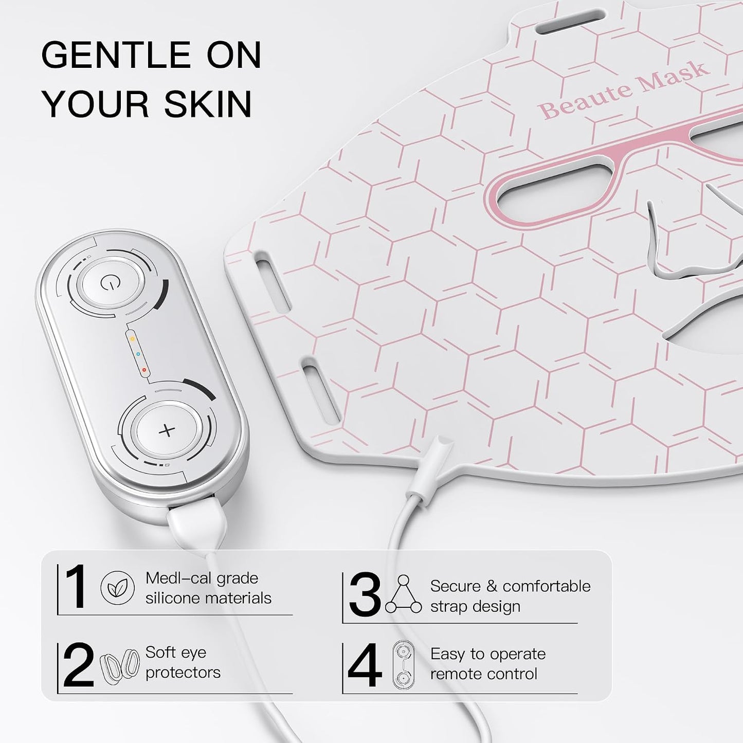 Red Light Therapy for Face, Led Face Mask Light Therapy, Infrared Red Light Therapy Mask, Advanced Anti-Aging Wrinkle Acne Removal Skin Care Device for All Skin Types at Home (Elegante White)