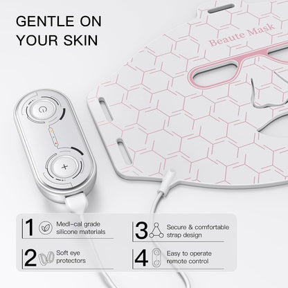 Red Light Therapy for Face, Led Face Mask Light Therapy, Infrared Red Light Therapy Mask, Advanced Anti-Aging Wrinkle Acne Removal Skin Care Device for All Skin Types at Home (Elegante White)