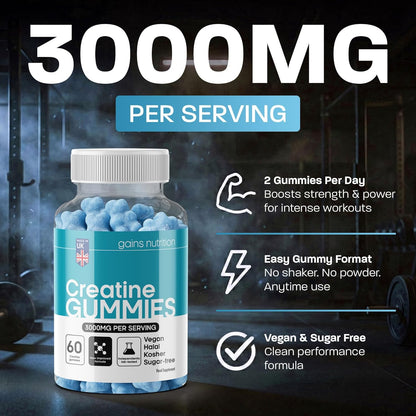 GN Creatine Gummies | 60 Chewable Creatine Gummies for Men & Women - 3000Mg Creatine-Monohydrate per Serving | Berry Flavour, Non-Gmo & Suitable for Vegans & Vegetarians