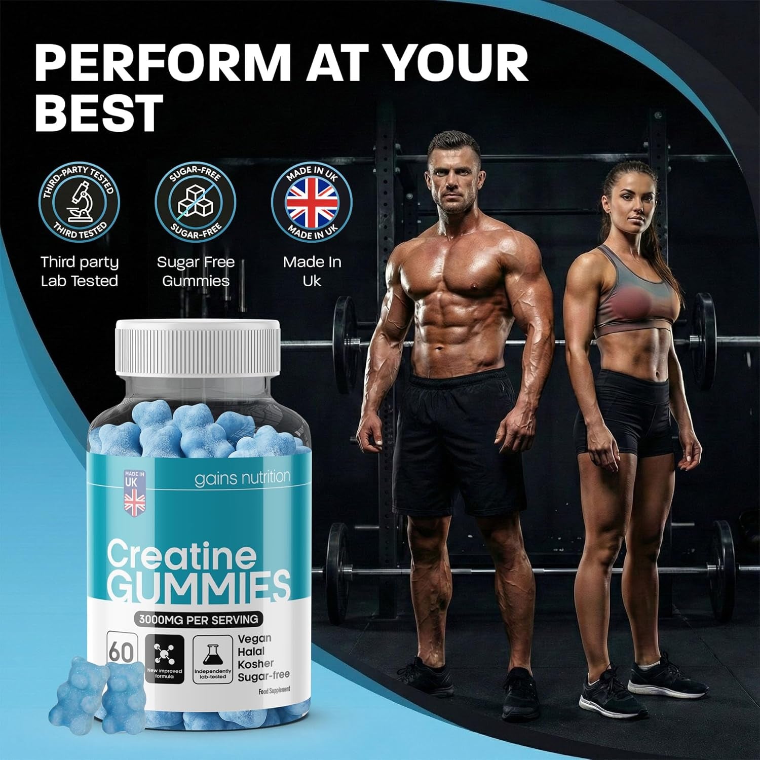 GN Creatine Gummies | 60 Chewable Creatine Gummies for Men & Women - 3000Mg Creatine-Monohydrate per Serving | Berry Flavour, Non-Gmo & Suitable for Vegans & Vegetarians